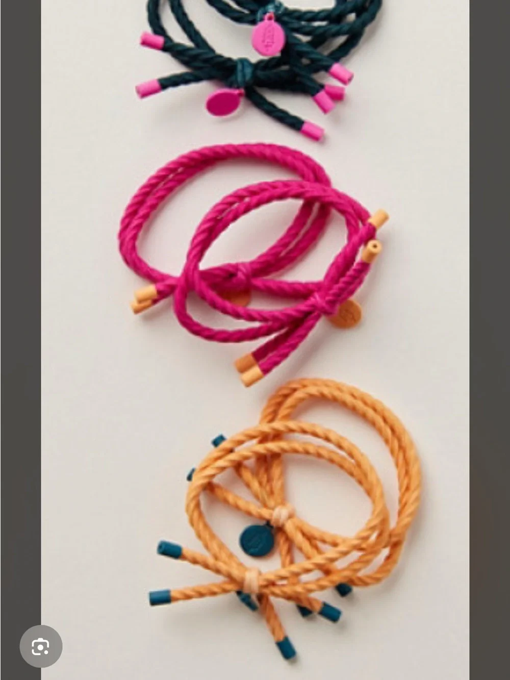 NWT Free People Twist Rope Hair Ties in Orange, Fuchsia & Black pack of 6